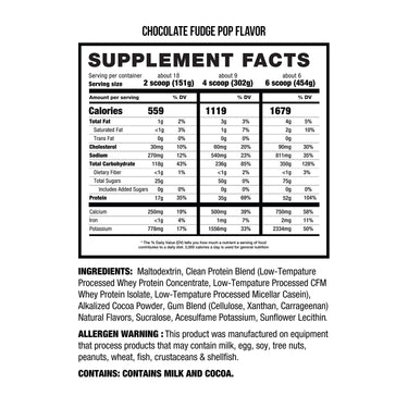 Dirty Bulk Gainer (Chocolate Fudge Pop) - 6lbs